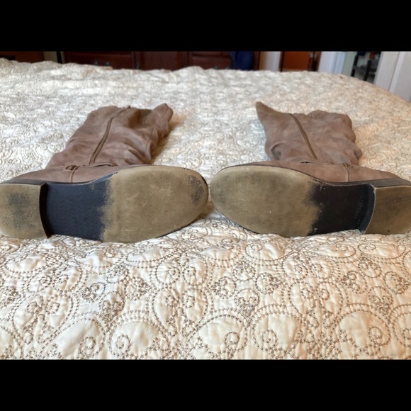 Tall Tan Cutout Buckle Boots - Picture 5 of 8